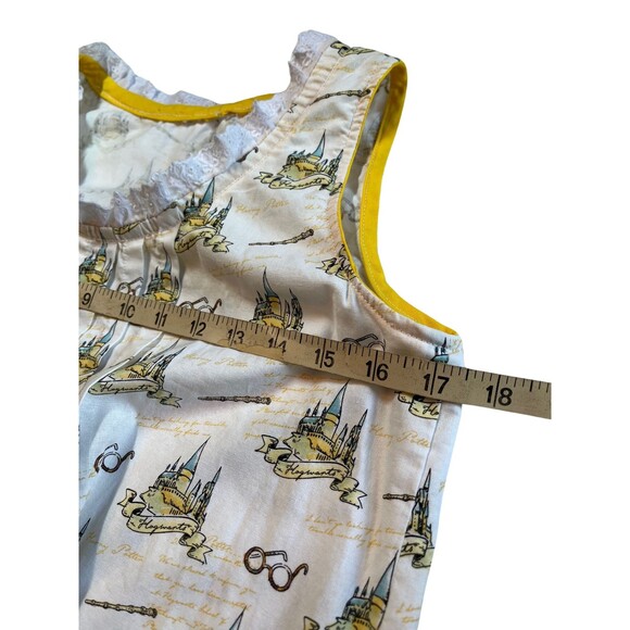 Handmade Harry Potter Hogwarts Nightgown White Yellow Sleeveless Pullover XS S - Picture 6 of 13